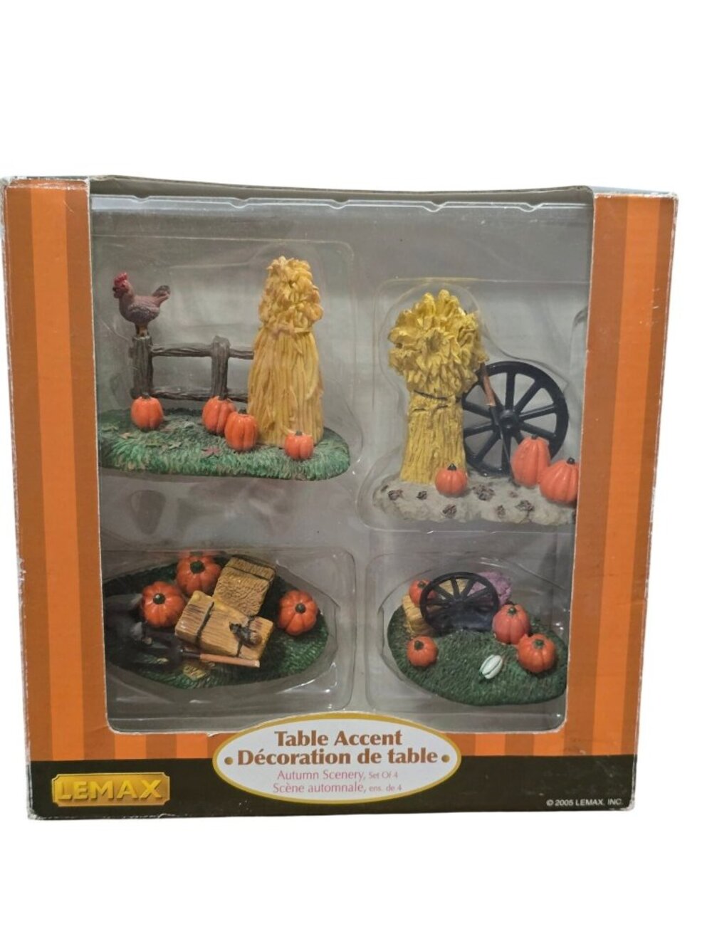 Lemax Table Accent Autumn Fall Scenery  4 Figurines 2005 Pumpkin Harvest Decor